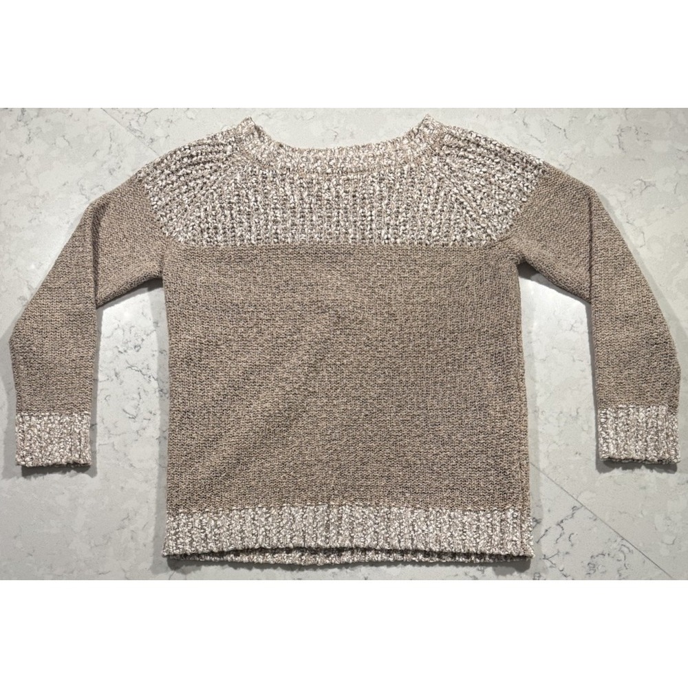 FATE Sweater Womens Medium Tan Chunky Knit Raglan Sleeve Crewneck